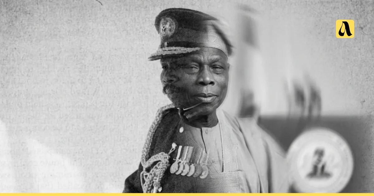 Olusegun Obasanjo in military dress with campaign medals